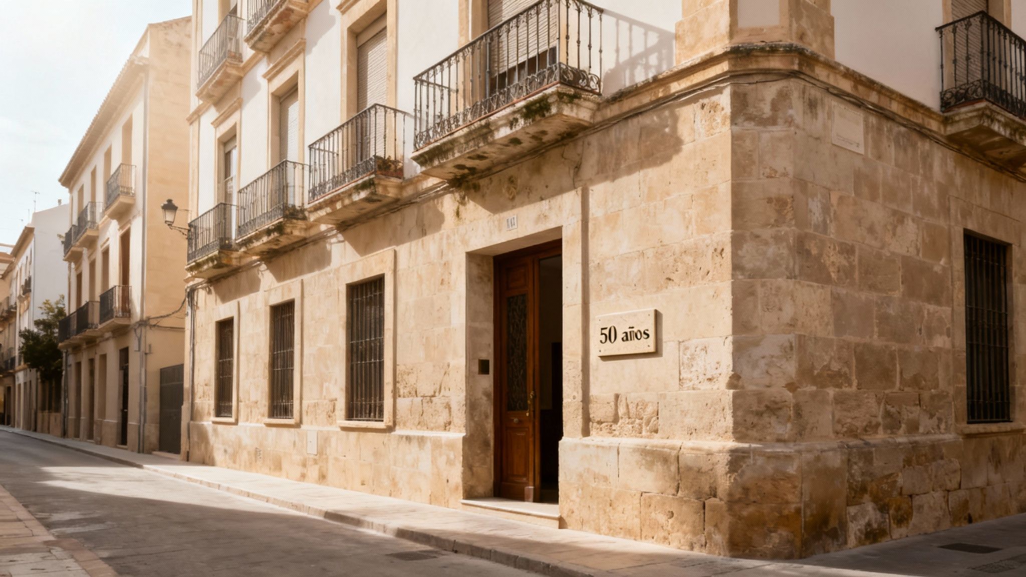 Un técnico revisando los planos de un edificio antiguo en Valencia para el informe de evaluación de edificios.