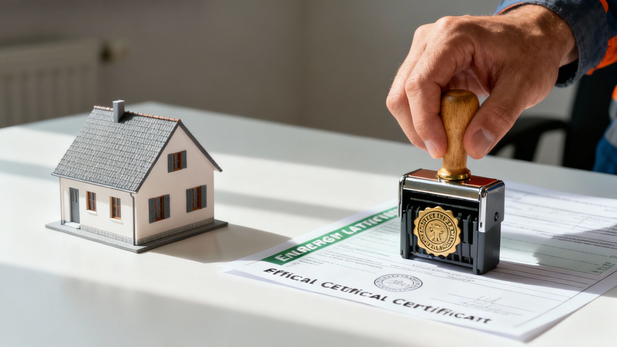 Técnico energético tomando notas durante la inspección obligatoria en una vivienda de Valencia.