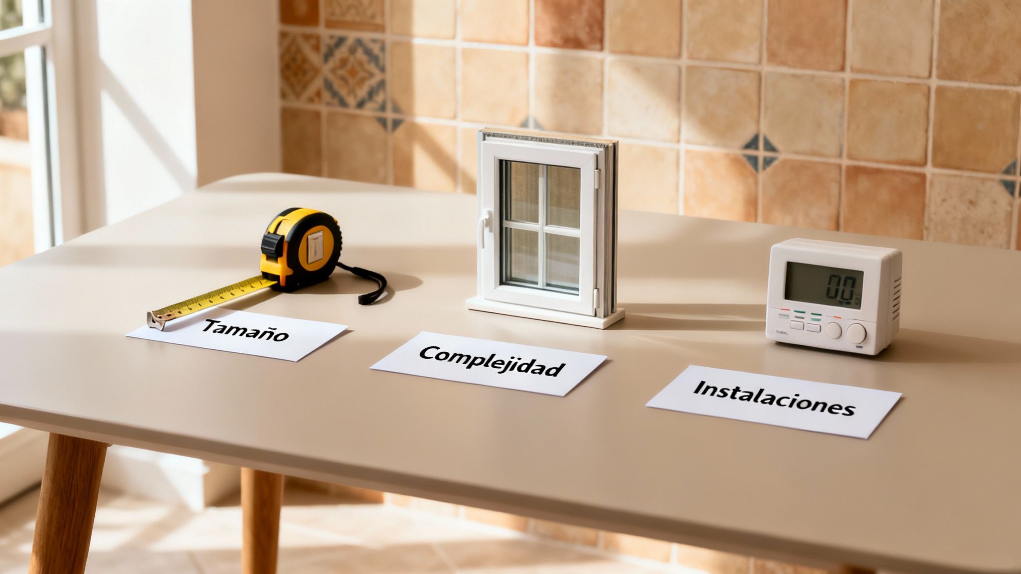 Certificados Energéticos | Precio de un Certificado de Eficiencia Energetica en Valencia Factores para un certificado energético: tamaño, complejidad e instalaciones con cinta, ventana y termostato.