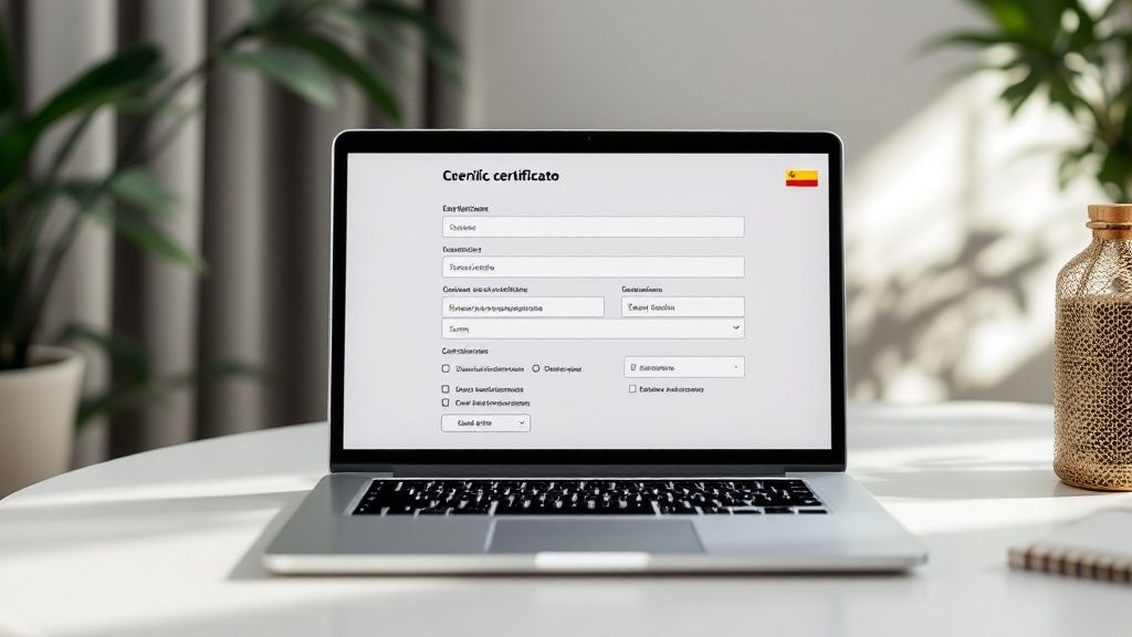 Proceso de registro del certificado energético en un ordenador