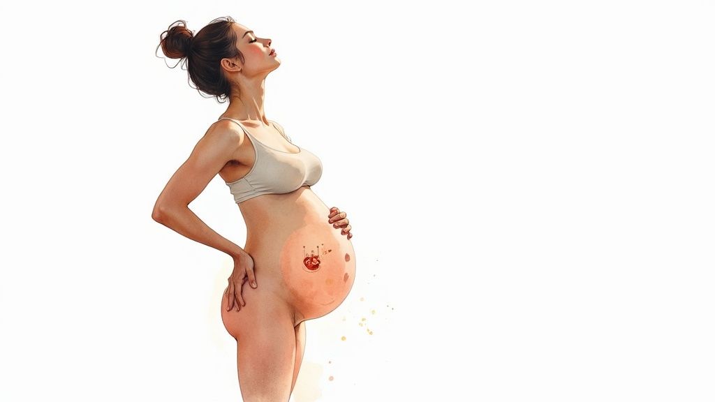 A pregnant woman relaxing in a serene setting, symbolizing a safe and controlled environment for the baby.