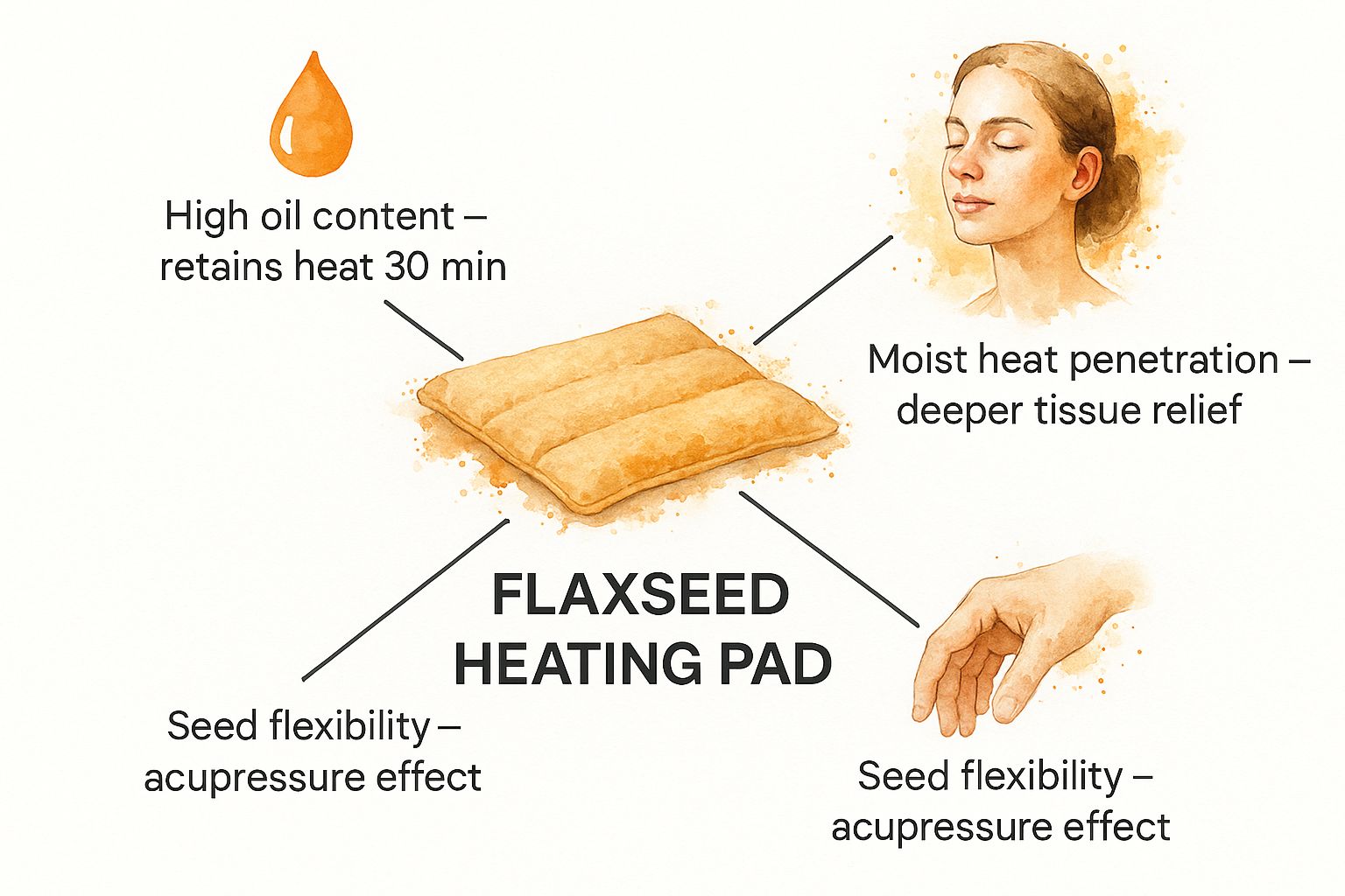 Infographic about flaxseed heating pad