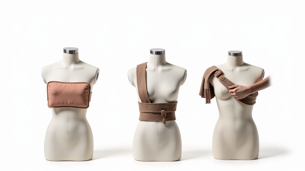 Different styles of microwavable heating pads for back pain relief