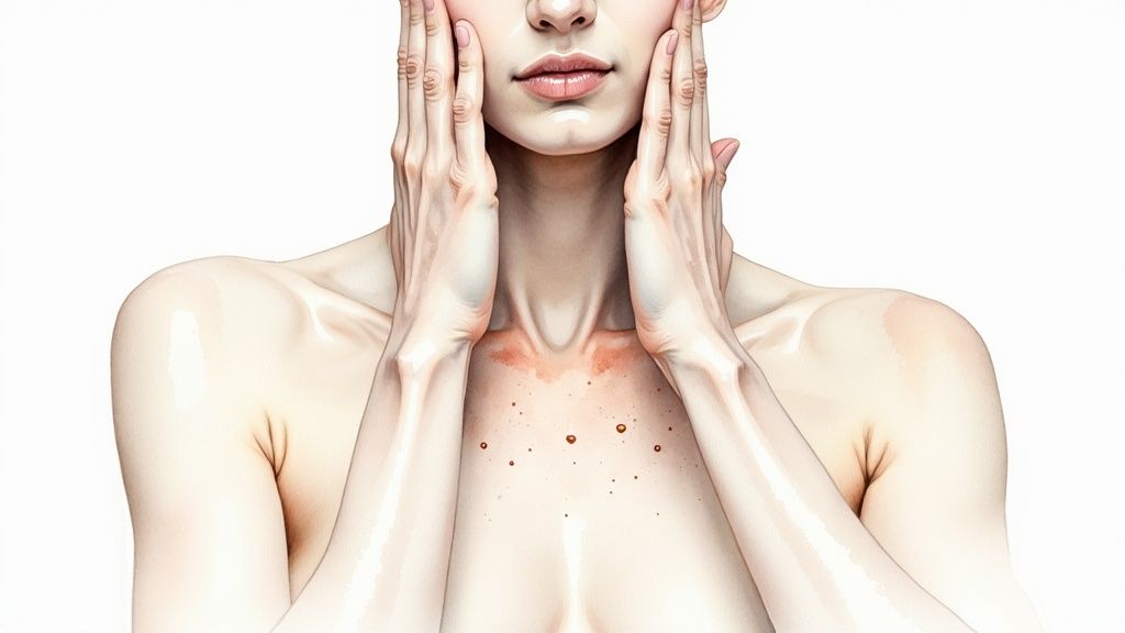 A person looking stressed, with hands on their temples.