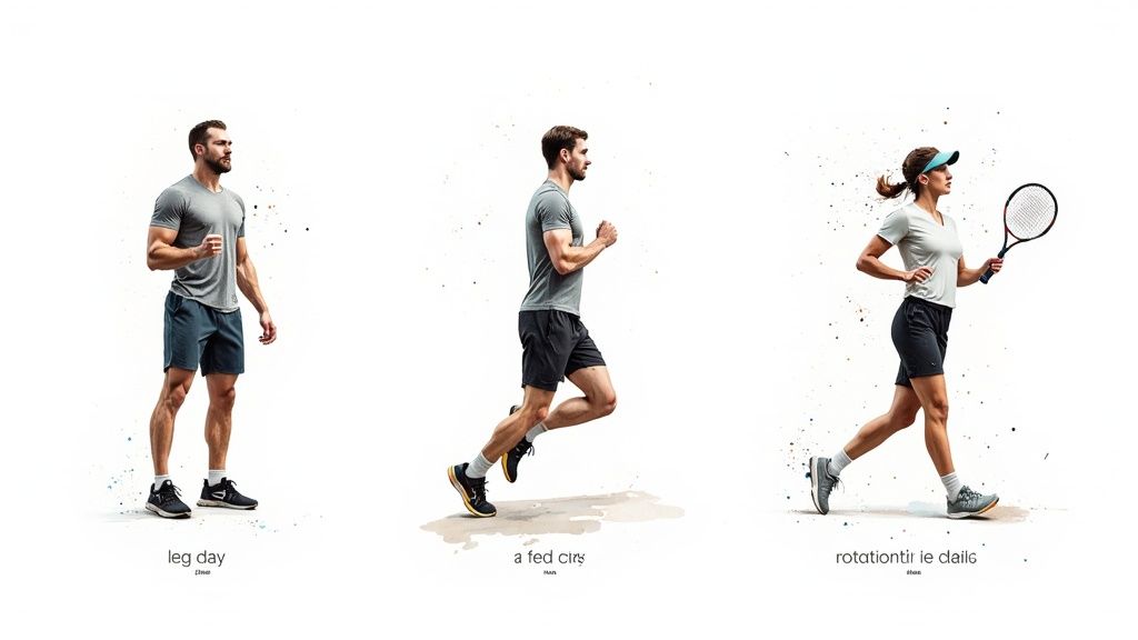 A woman performing a lunge as part of her workout-specific warm up routine.