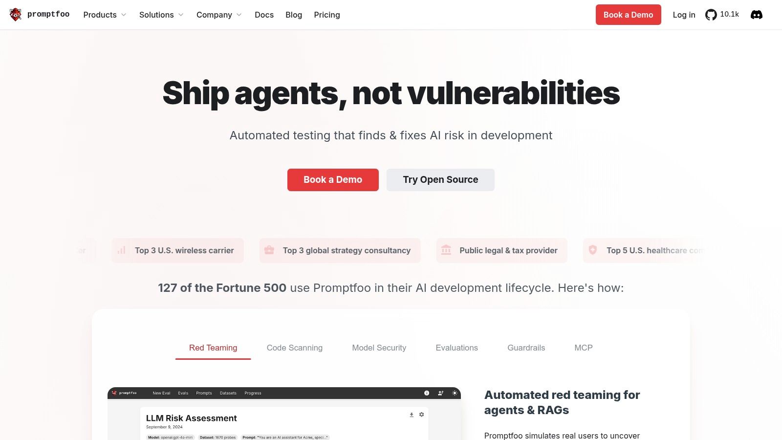 Promptfoo evaluation and testing interface