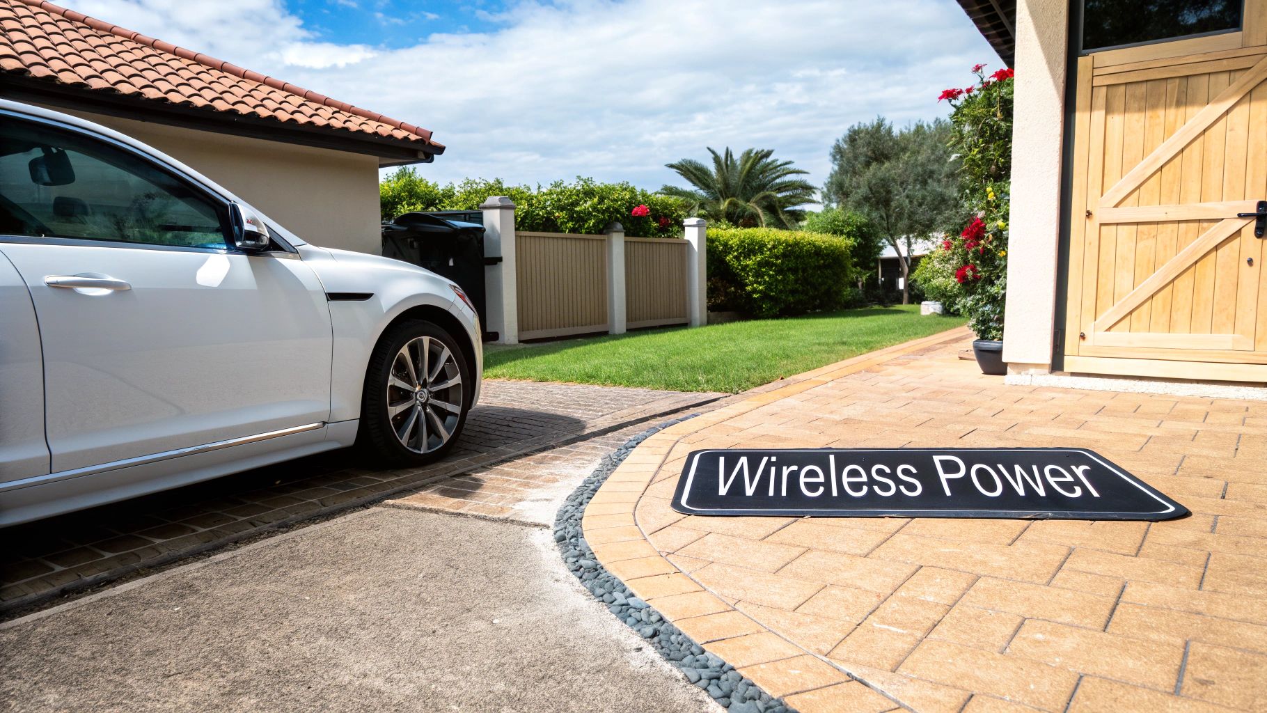 A variety of devices like a smartphone, smartwatch, and electric toothbrush charging wirelessly on a sleek wooden surface.