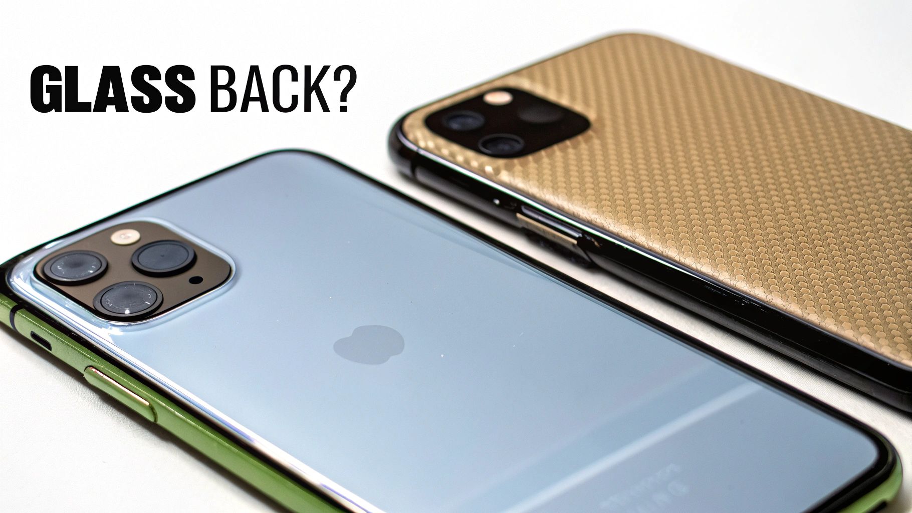 A smartphone on a wireless charging pad.