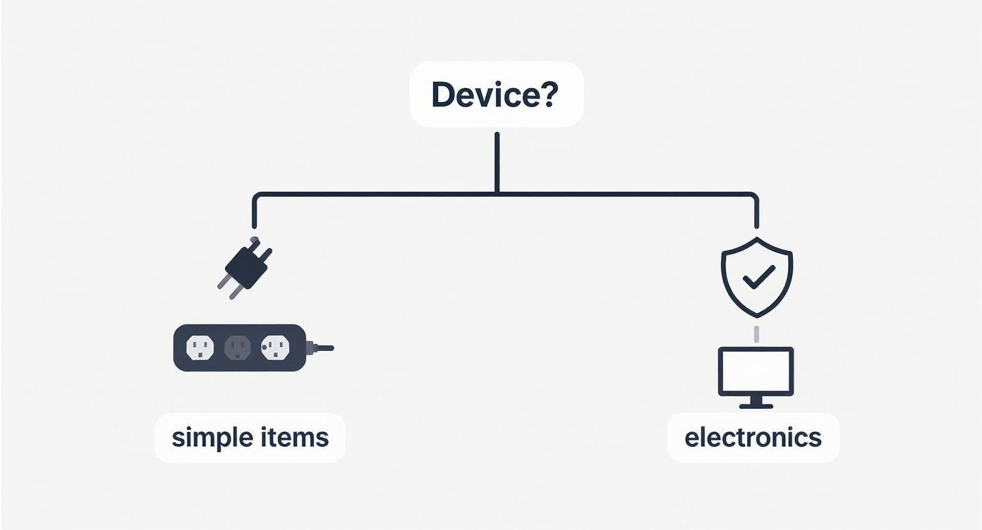Infographic about difference between power strip and surge protector