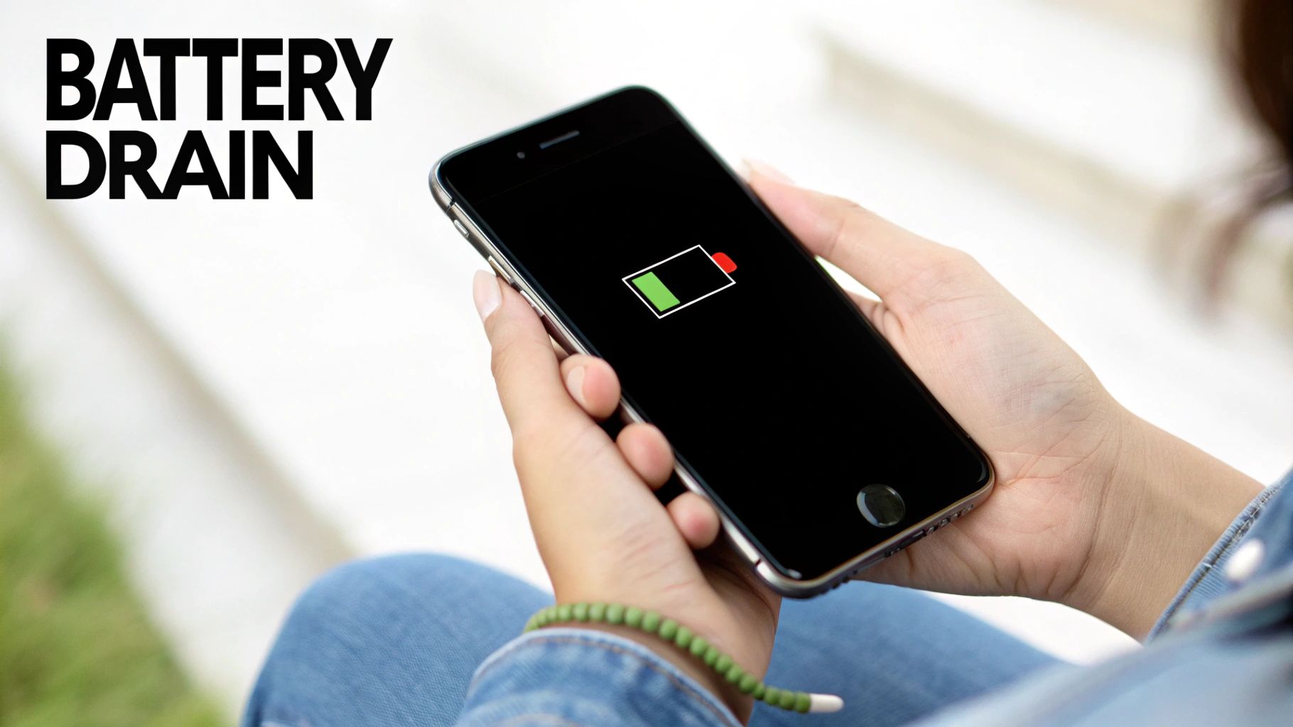 An iPhone displaying its battery settings screen, symbolizing the user checking for battery drain culprits.
