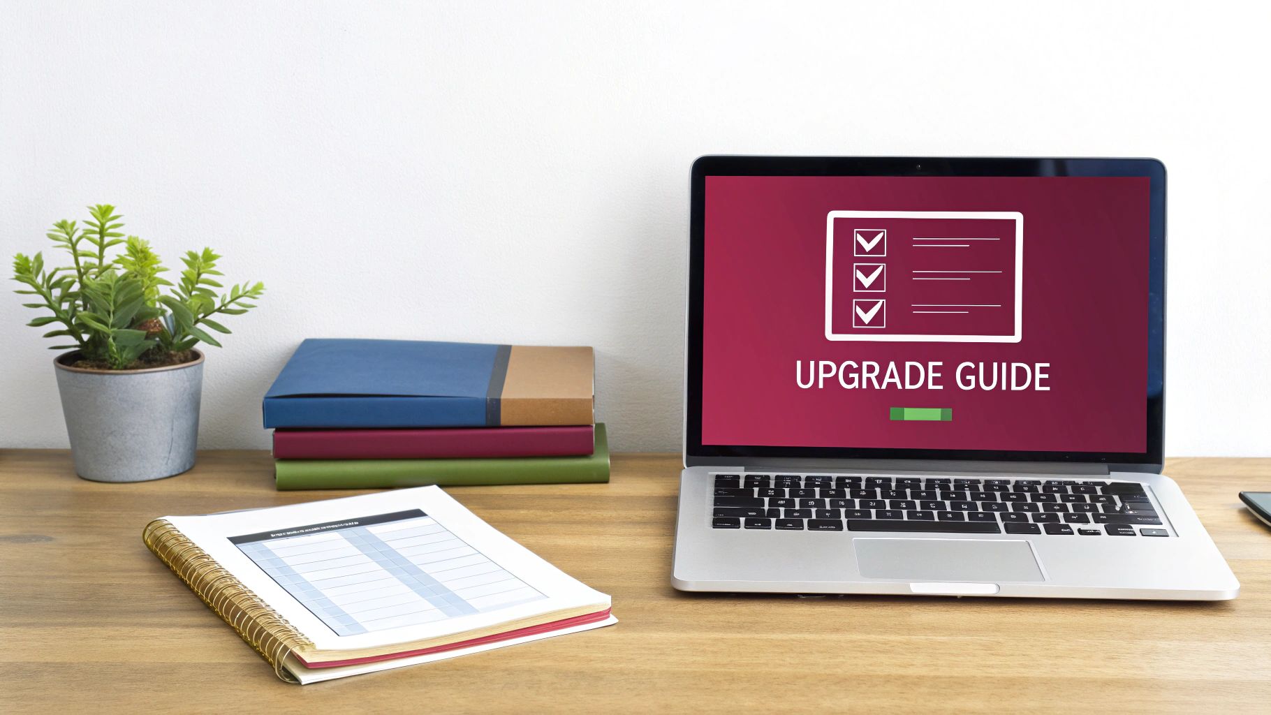 A developer working on a computer with code on the screen, illustrating the upgrade process