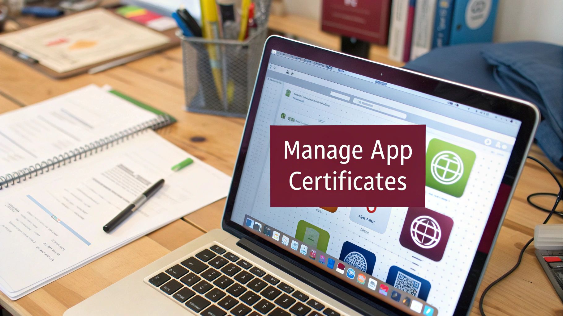 Diagram showing certificates, identifiers, and profiles working together.