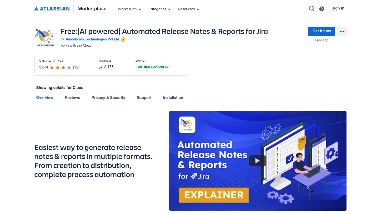 Automated Release Notes for Jira (Atlassian Marketplace)