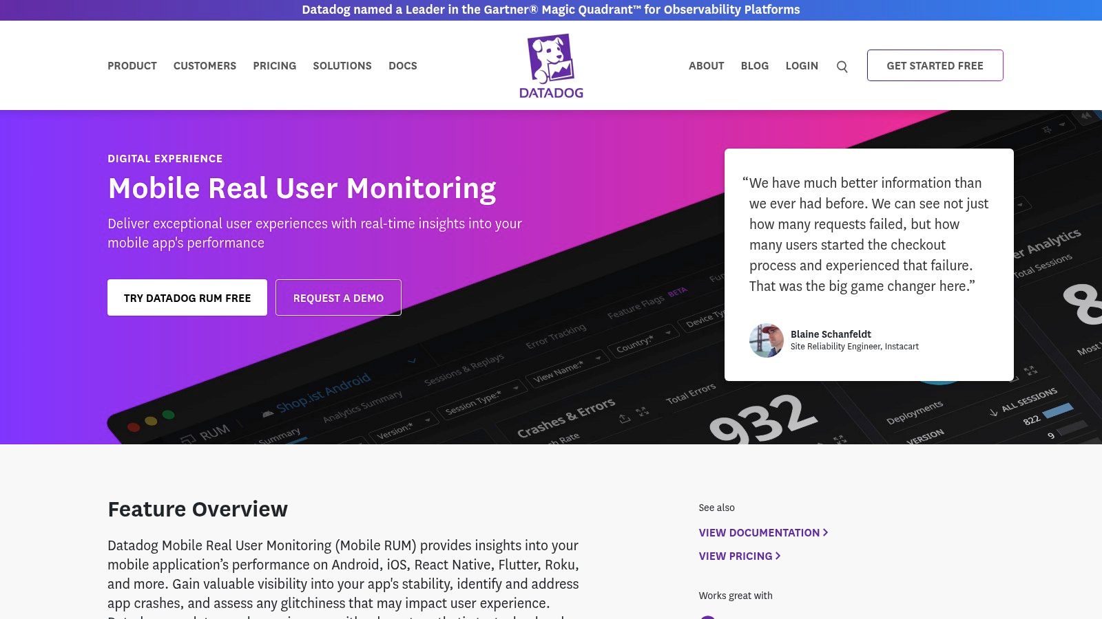 Datadog Mobile Real User Monitoring (Mobile RUM)
