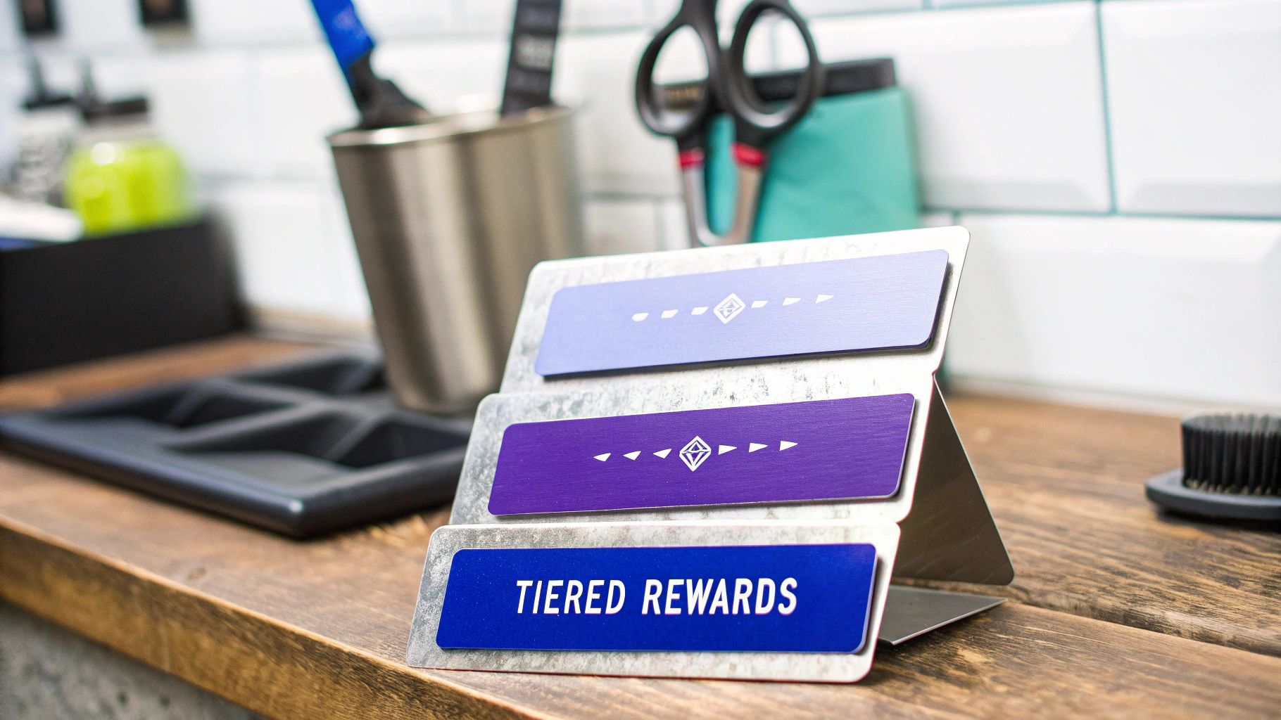 Infographic detailing the structure of a Tiered Membership Program, with levels like Bronze, Silver, and Gold, each offering escalating rewards such as discounts, exclusive services, and priority booking.