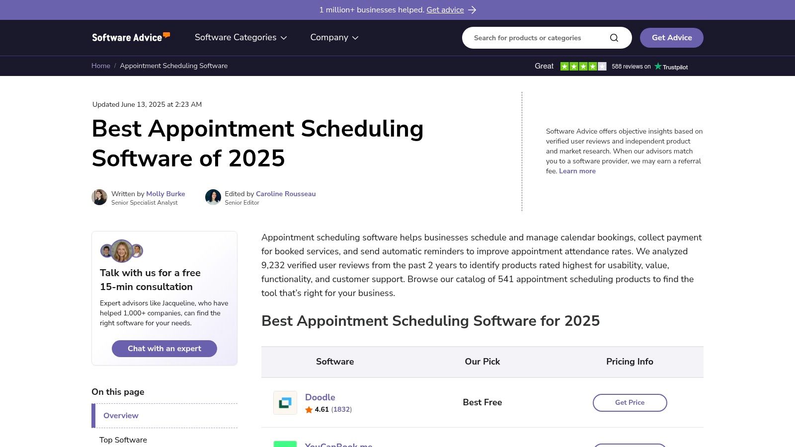 Software Advice — Appointment Scheduling
