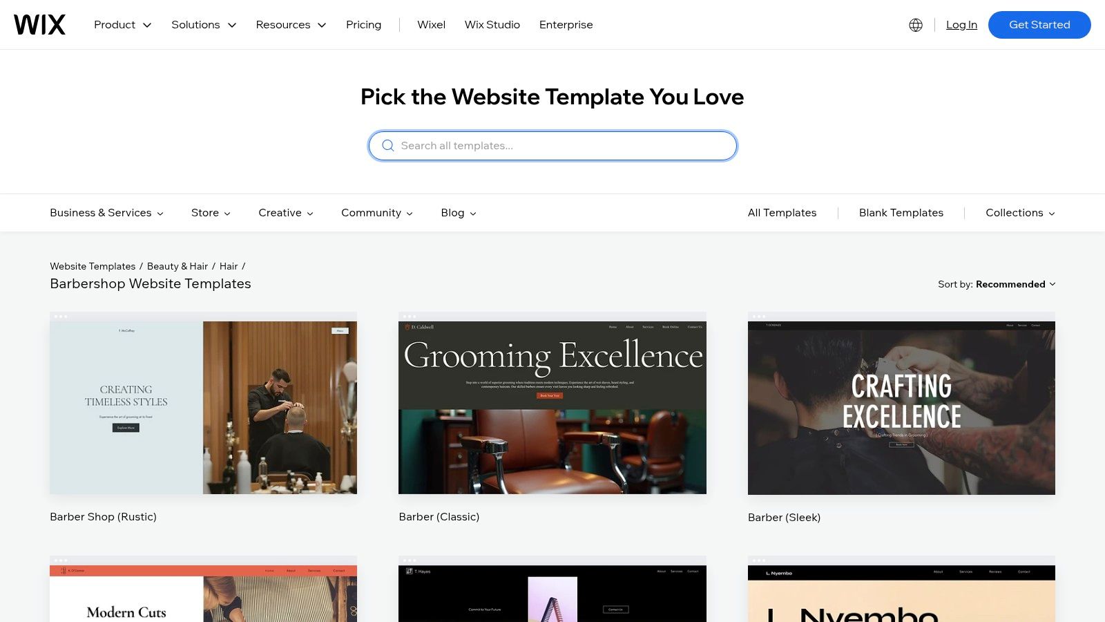 Wix barbershop website templates