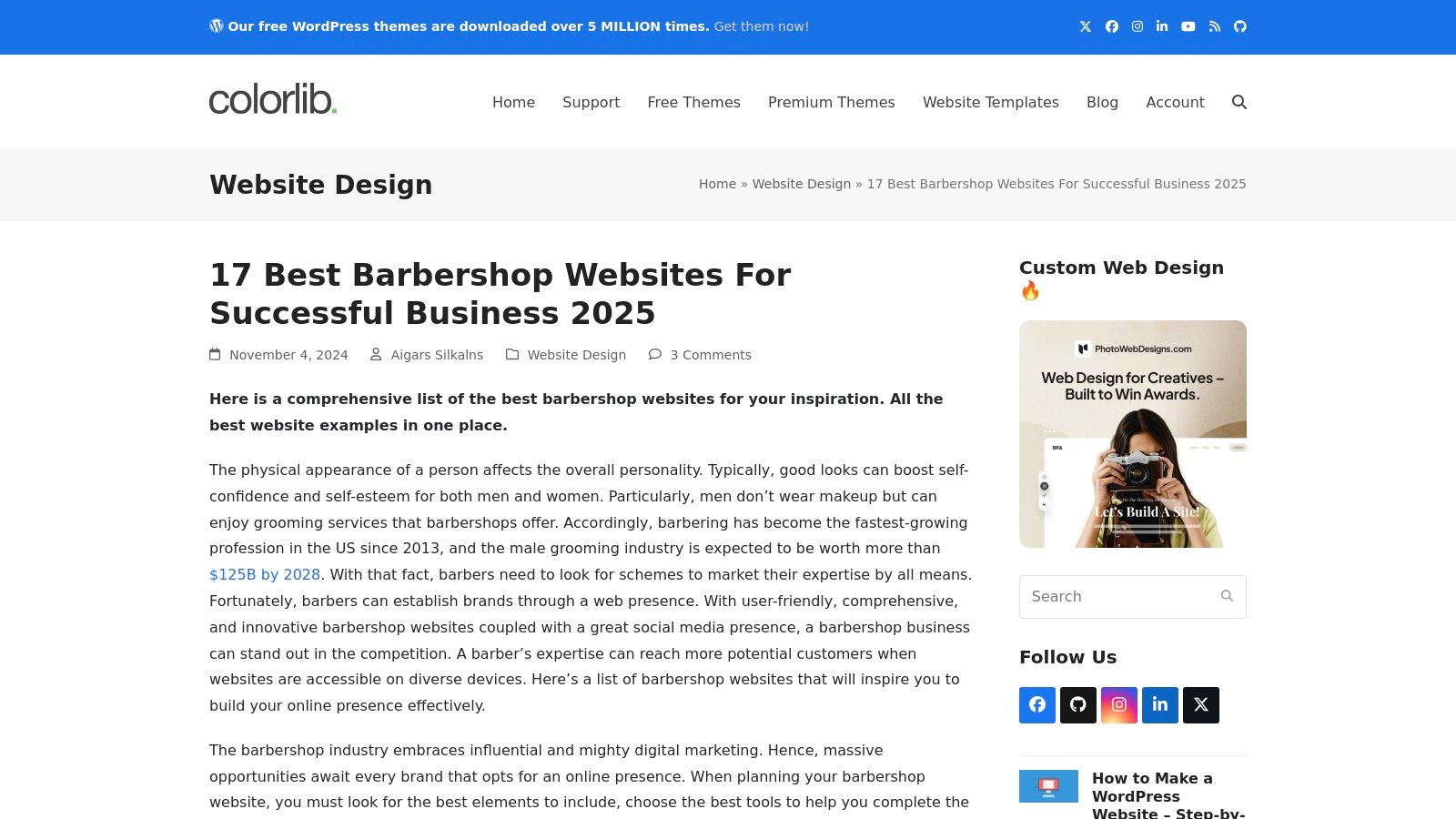 Colorlib barbershop website inspiration