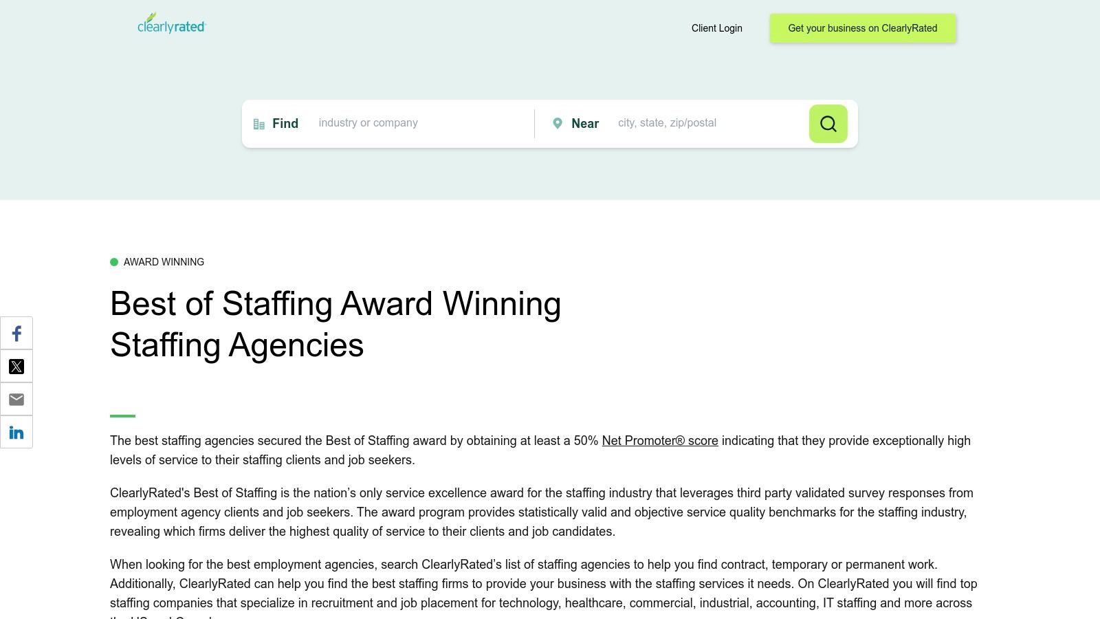 ClearlyRated – Best of Staffing directory