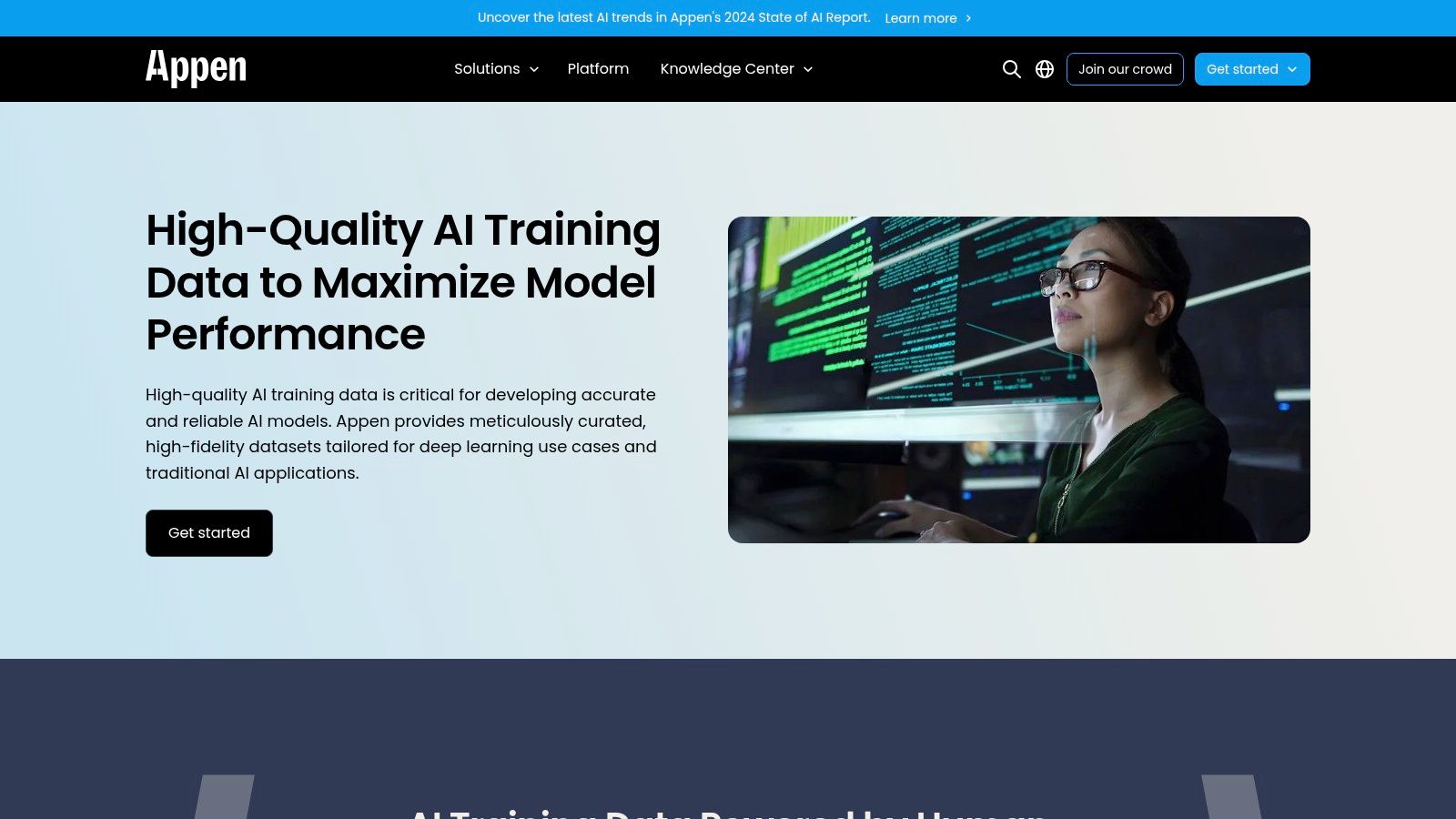 Appen platform interface showcasing various project types