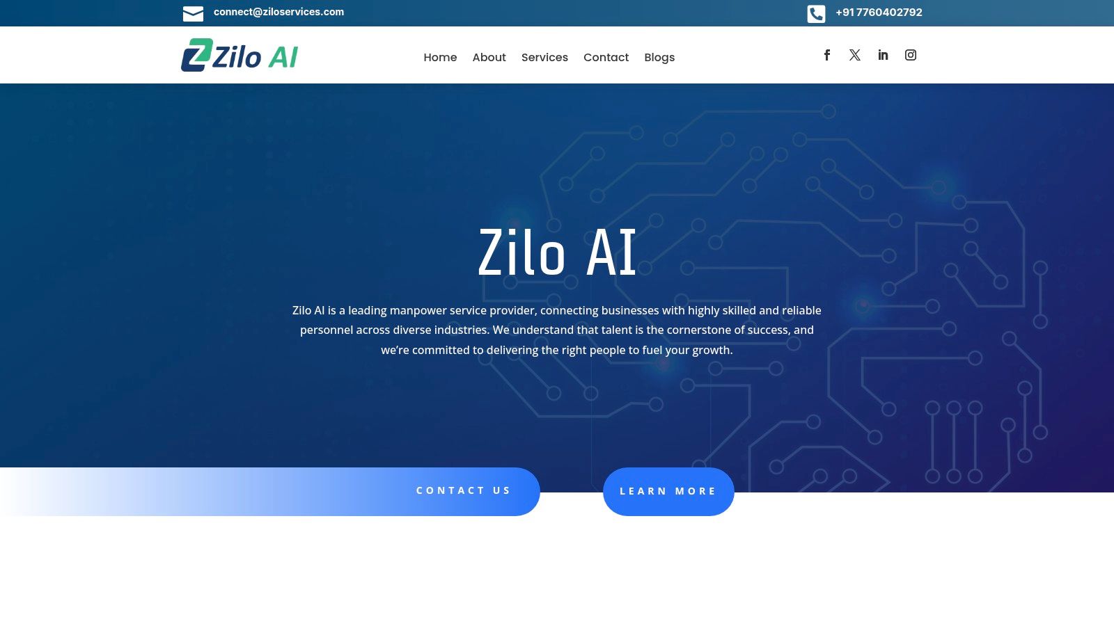 Zilo AI Homepage