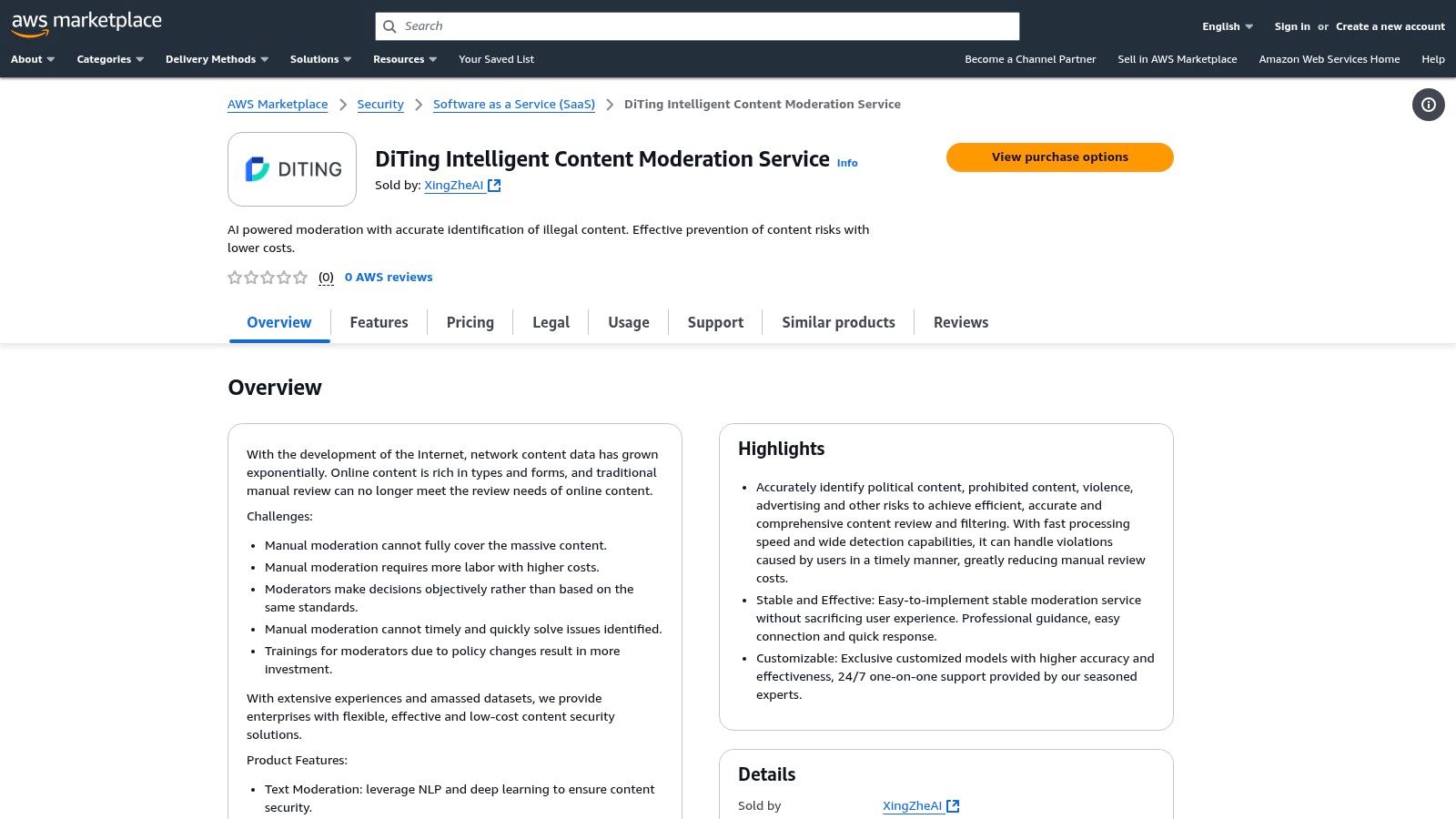 DiTing Intelligent Content Moderation Service