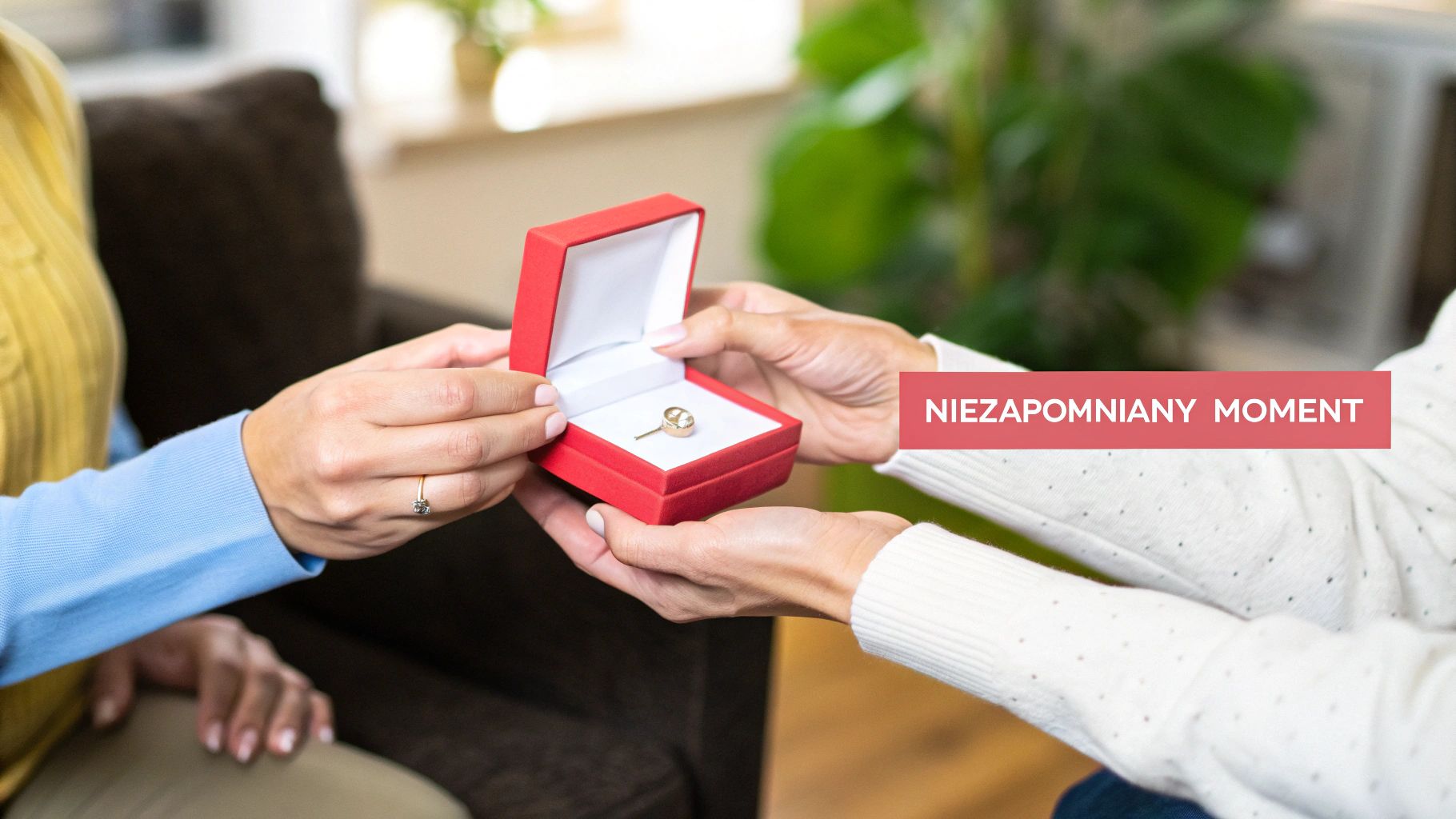 Pięknie zapakowany prezent z biżuterią.