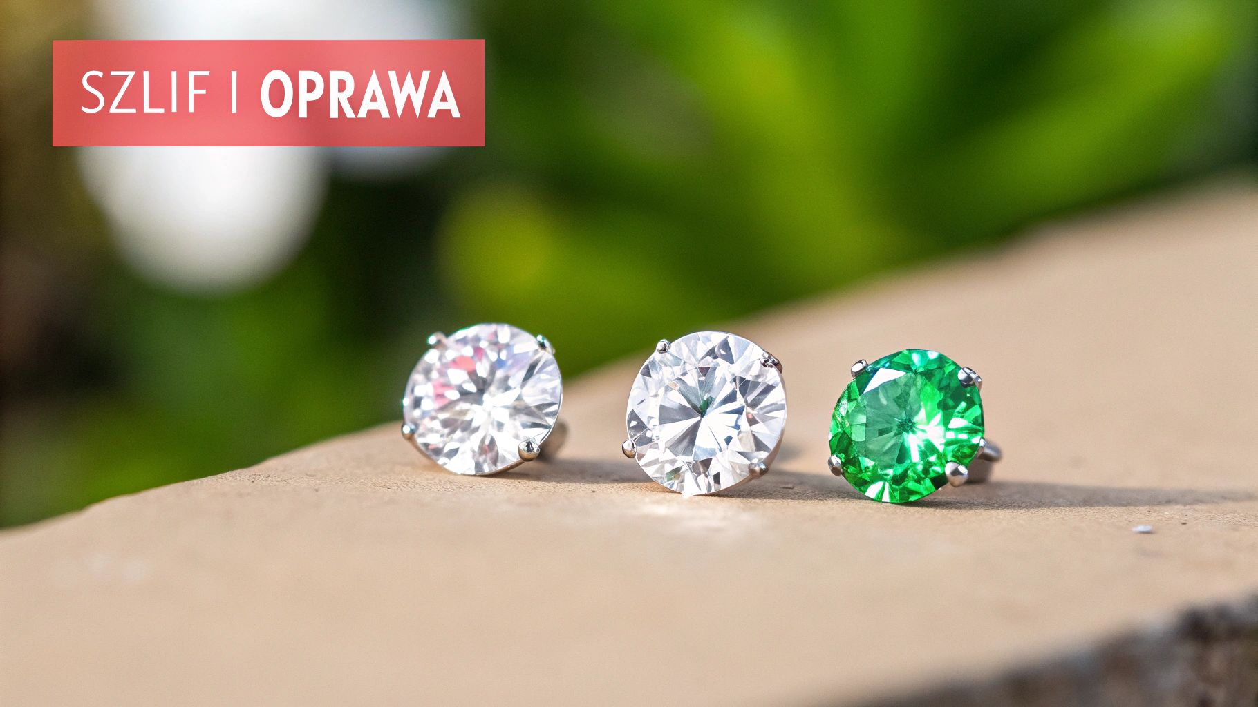 Kobieta podziwiająca swoje kolczyki z diamentem w lustrze