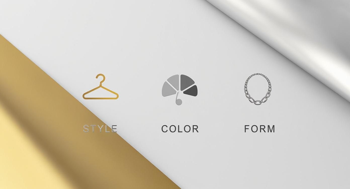 Infografika Detektyw Stylu, pokazująca kroki: Styl, Kolor, Forma.