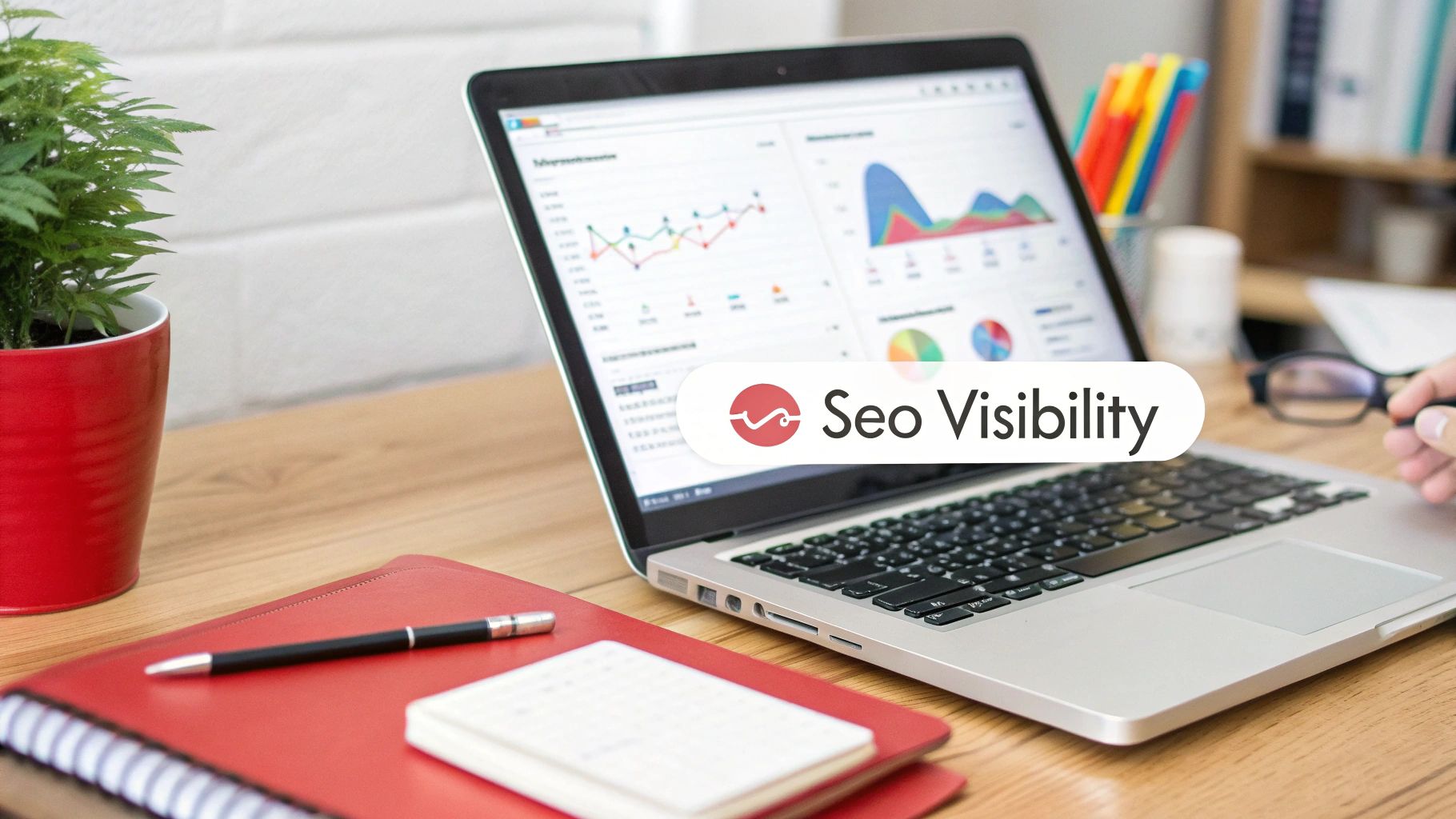 Laptop displaying data charts with 