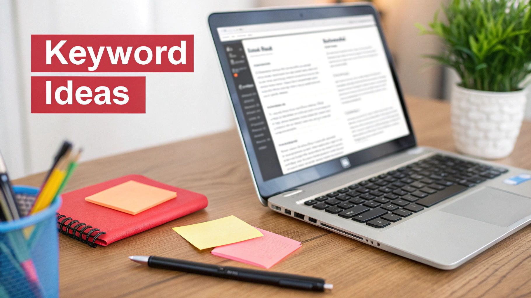 Laptop on a desk with the text 