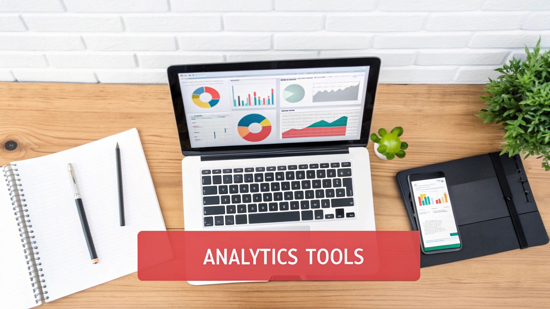 Analytic tools laptop on desk
