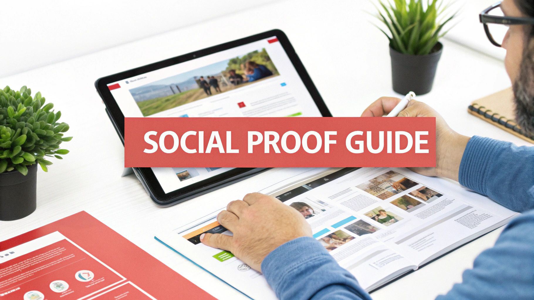 Person reviewing a document and tablet with 