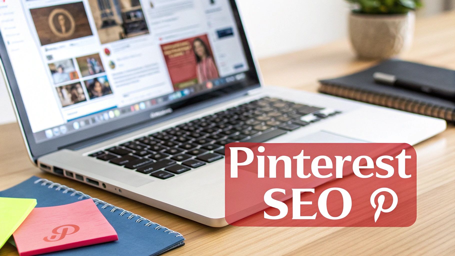 Laptop displaying Pinterest, with 