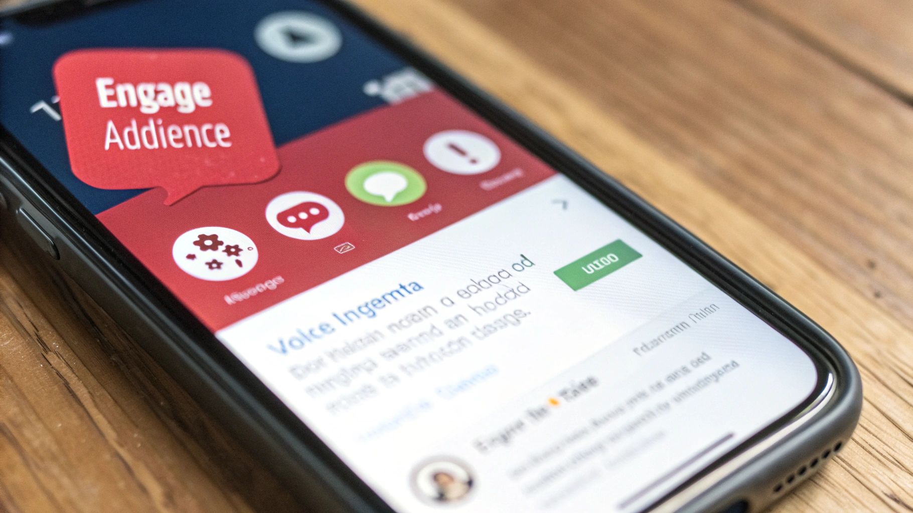 mobile phone with engage audeince on the screen