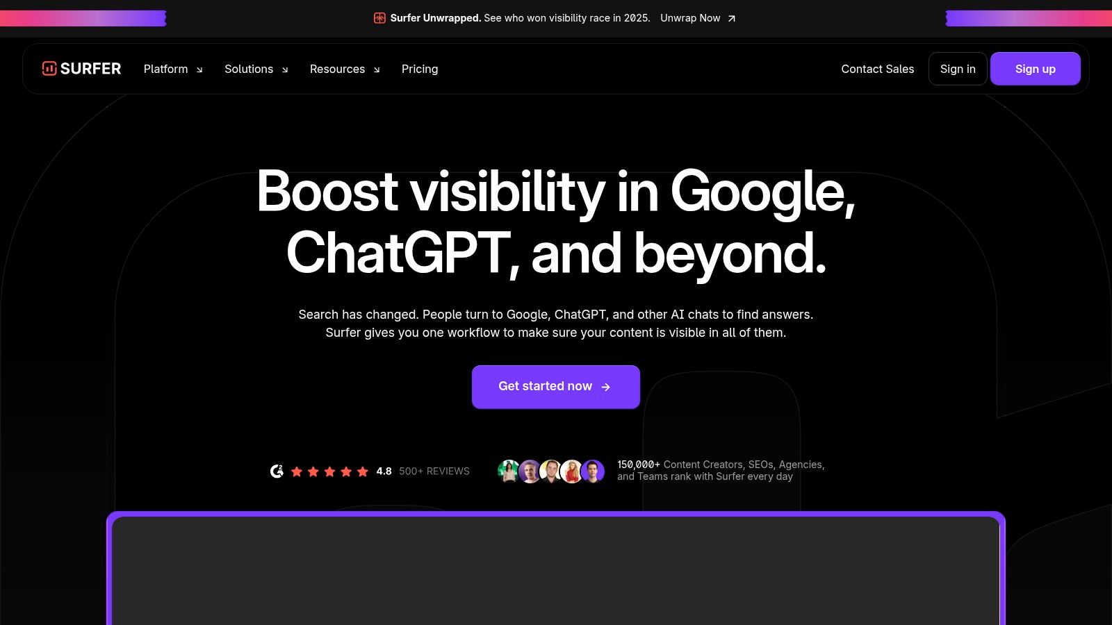 Website promoting SEO optimization; text: 