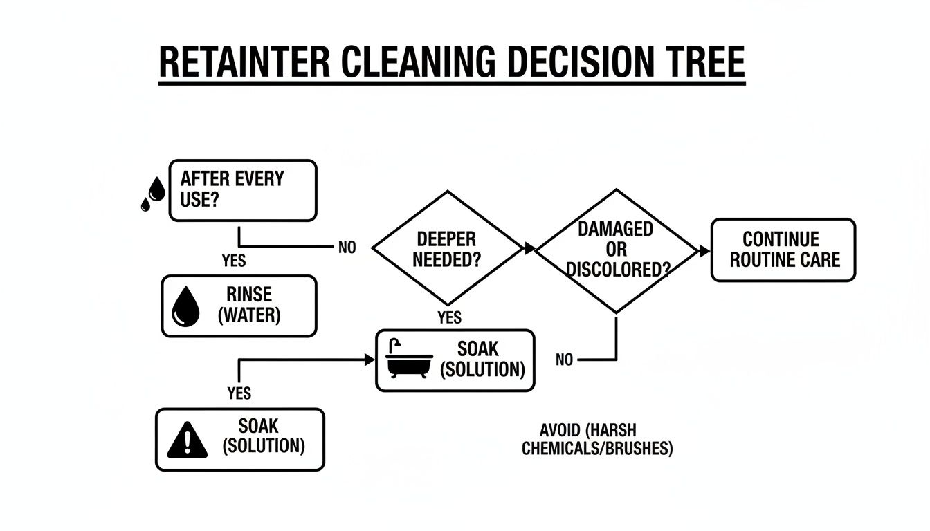 Infographic about how to clean retainer