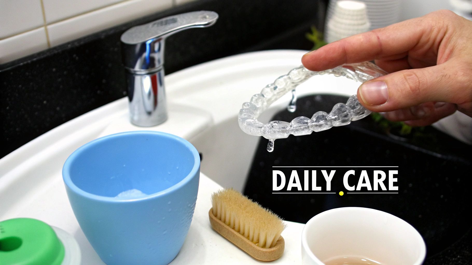 Daily retainer cleaning steps