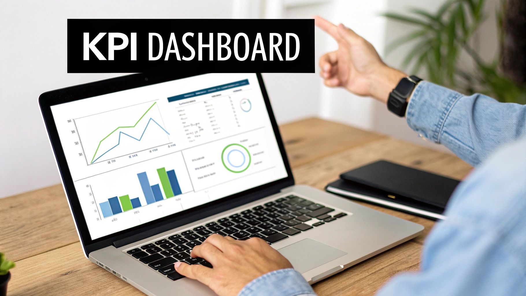 Een modern dashboard met kleurrijke grafieken die de voortgang van verschillende KPI's tonen