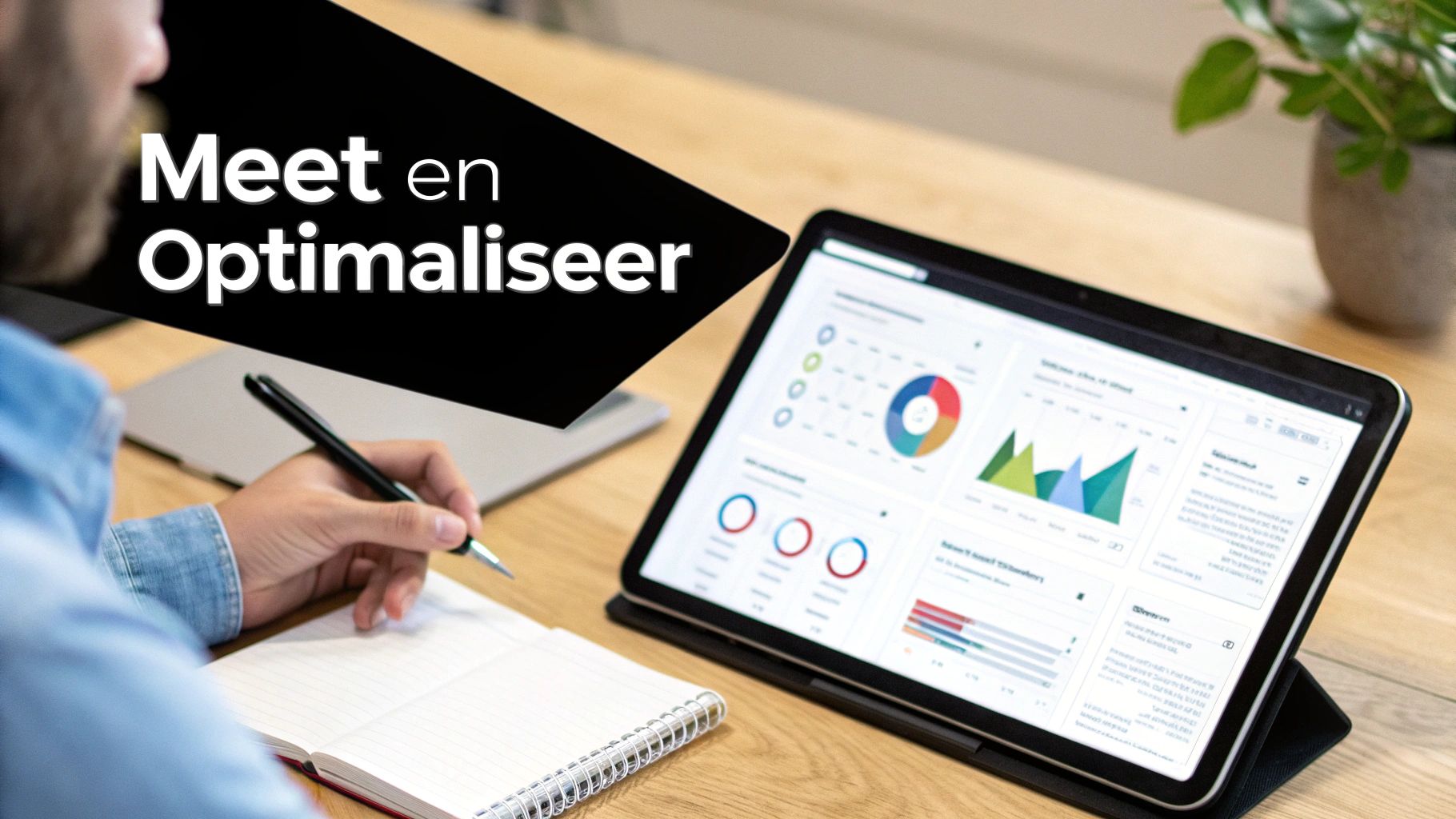 Een dashboard met grafieken en data dat de voortgang van een online marketing strategie toont