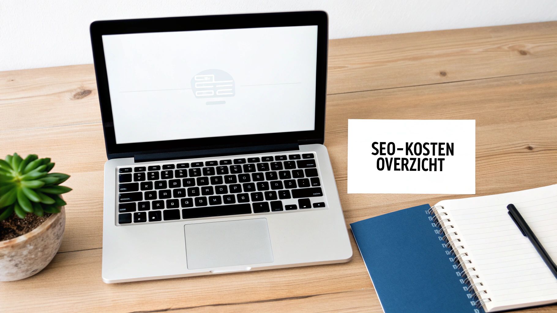 Vier verschillende iconen die de prijsmodellen voor SEO uitbeelden