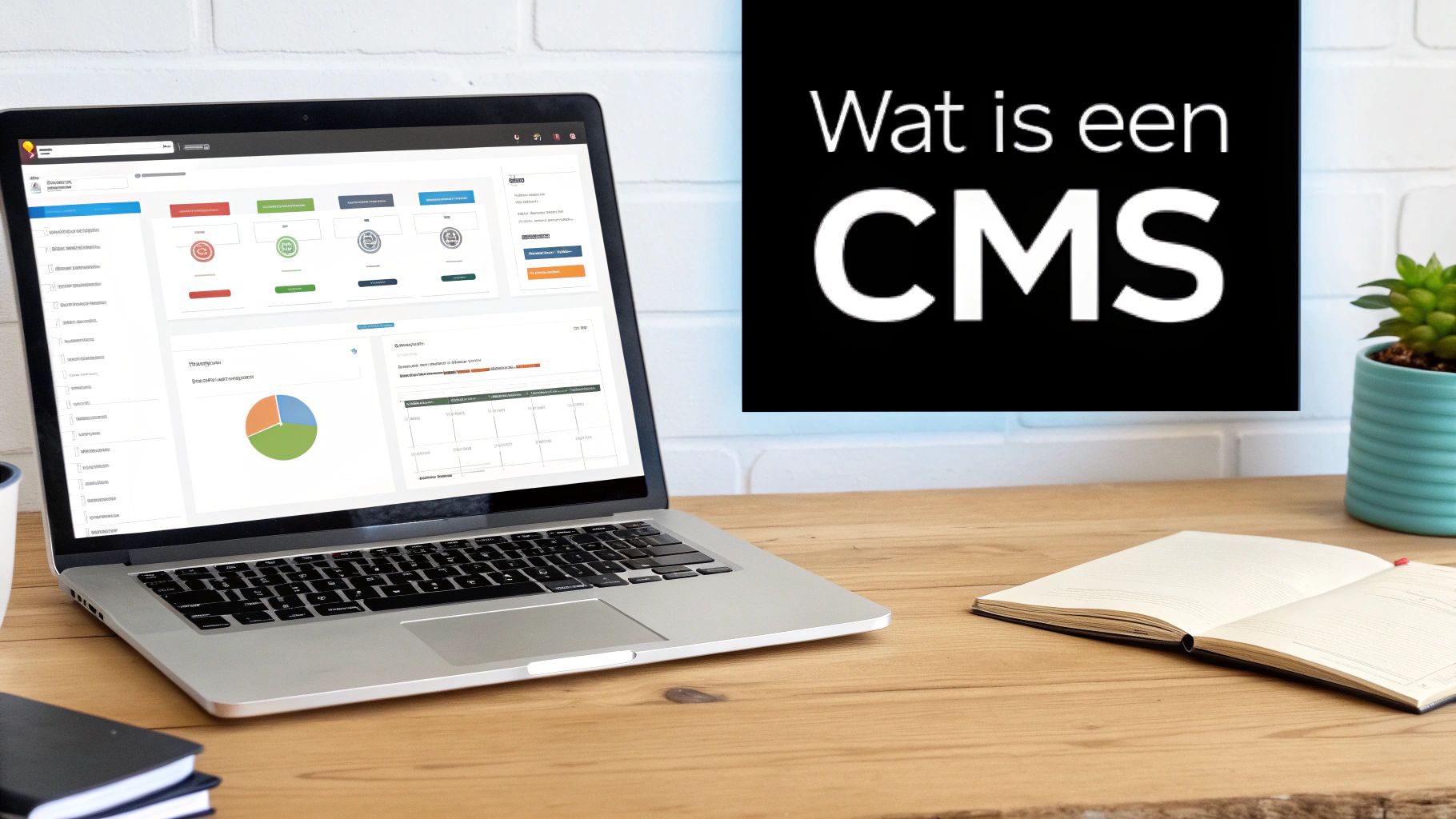 Een afbeelding van een persoon die een CMS-interface gebruikt om een website te beheren