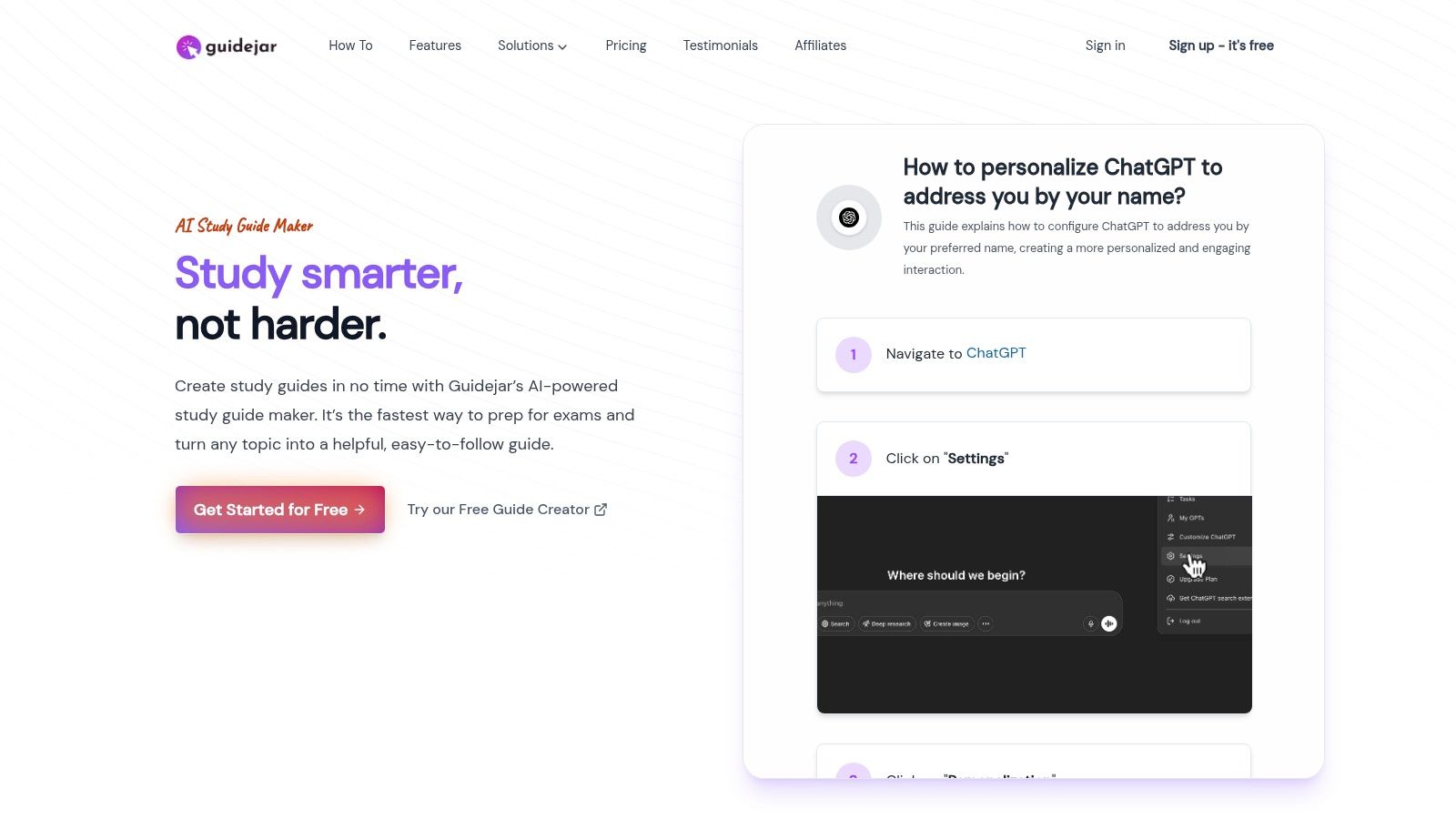 Guidejar AI Study Guide Maker