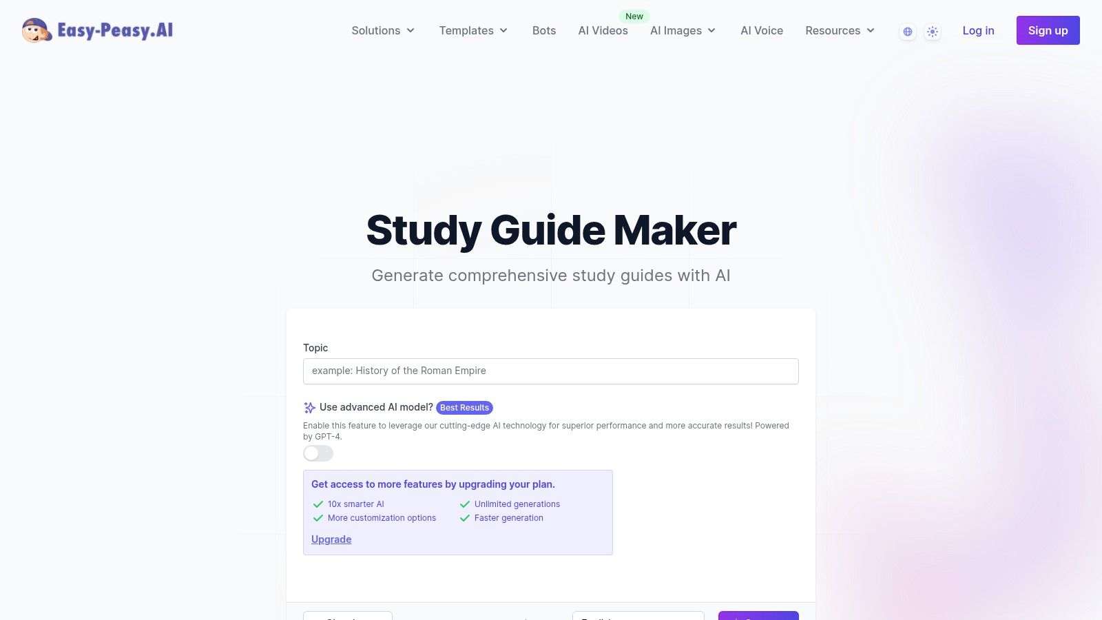 Easy-Peasy.AI Study Guide Maker