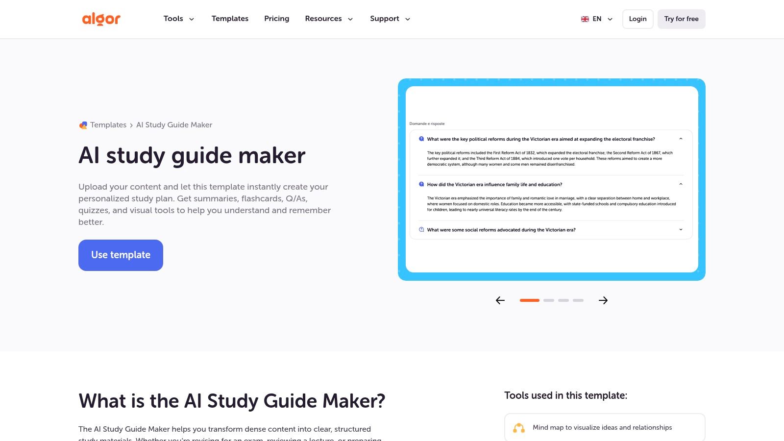 Algor Education AI Study Guide Maker