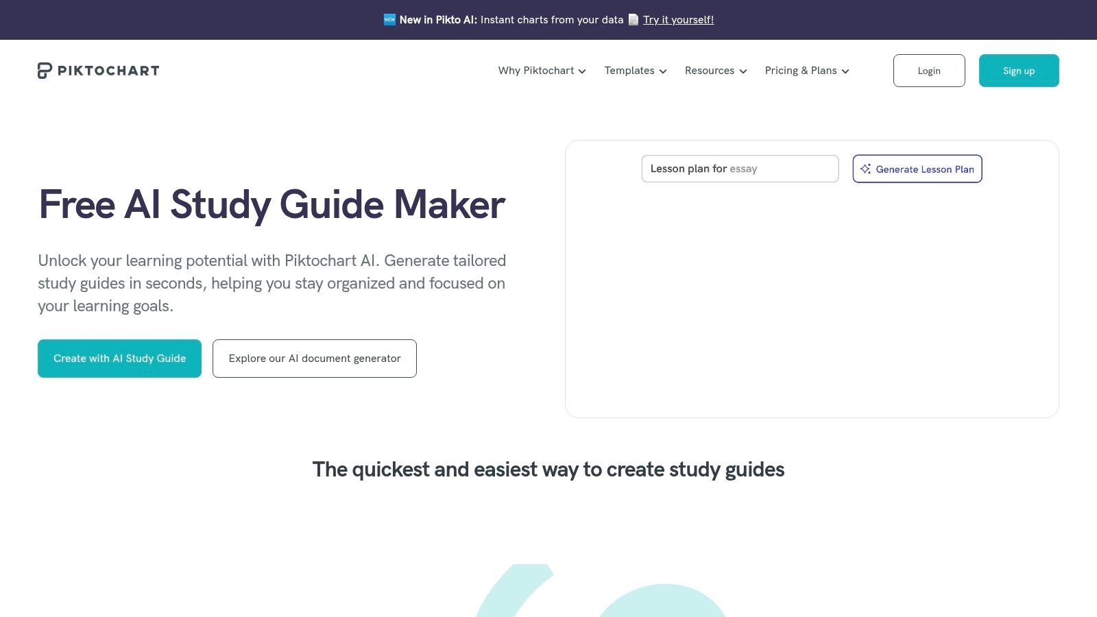 Piktochart AI Study Guide Generator