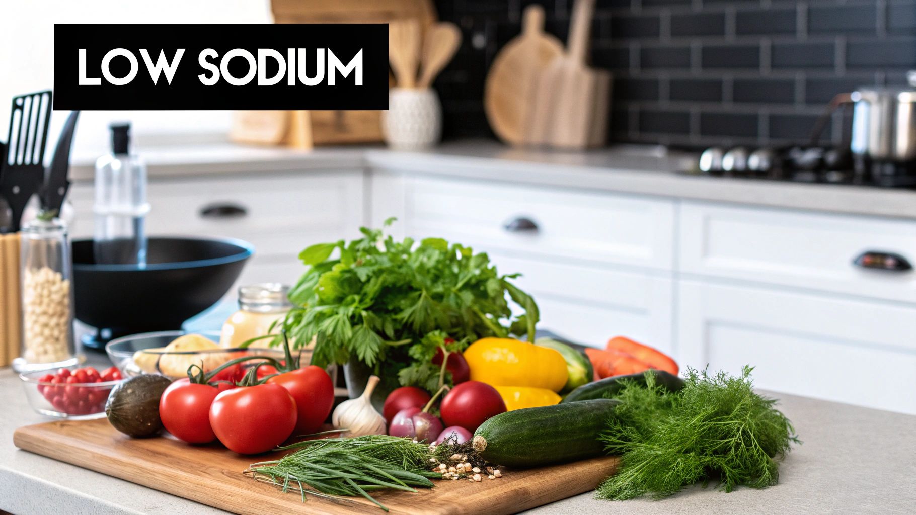 Infographic with tips for reducing sodium intake, such as cooking at home and reading labels