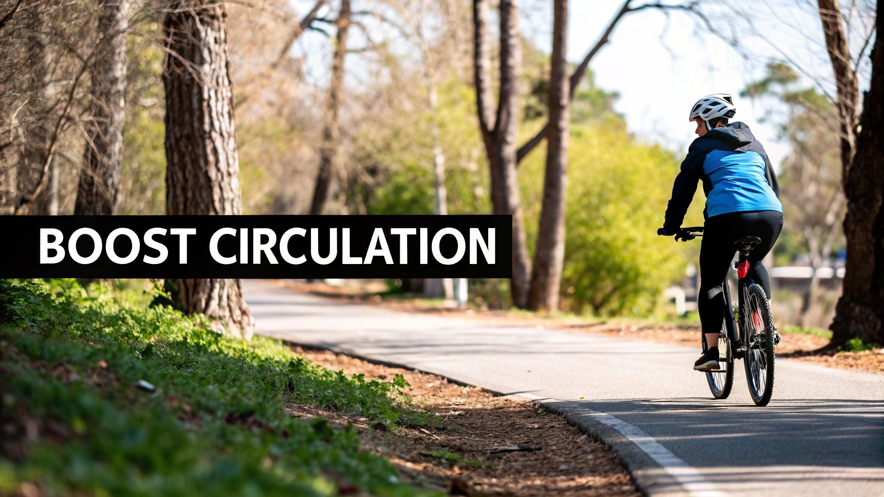 A woman in sportswear doing yoga in a bright, airy room, illustrating a circulation-boosting exercise.