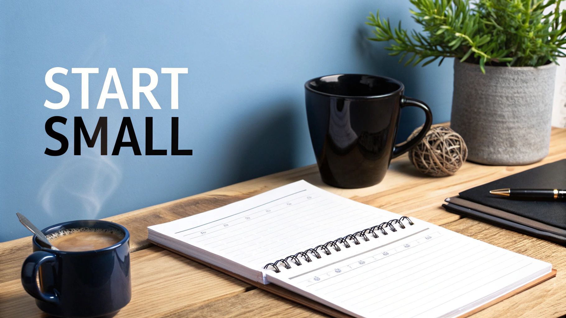 A person meditating peacefully on a yoga mat with plants in the background, symbolizing a calm start to improving quality of life.