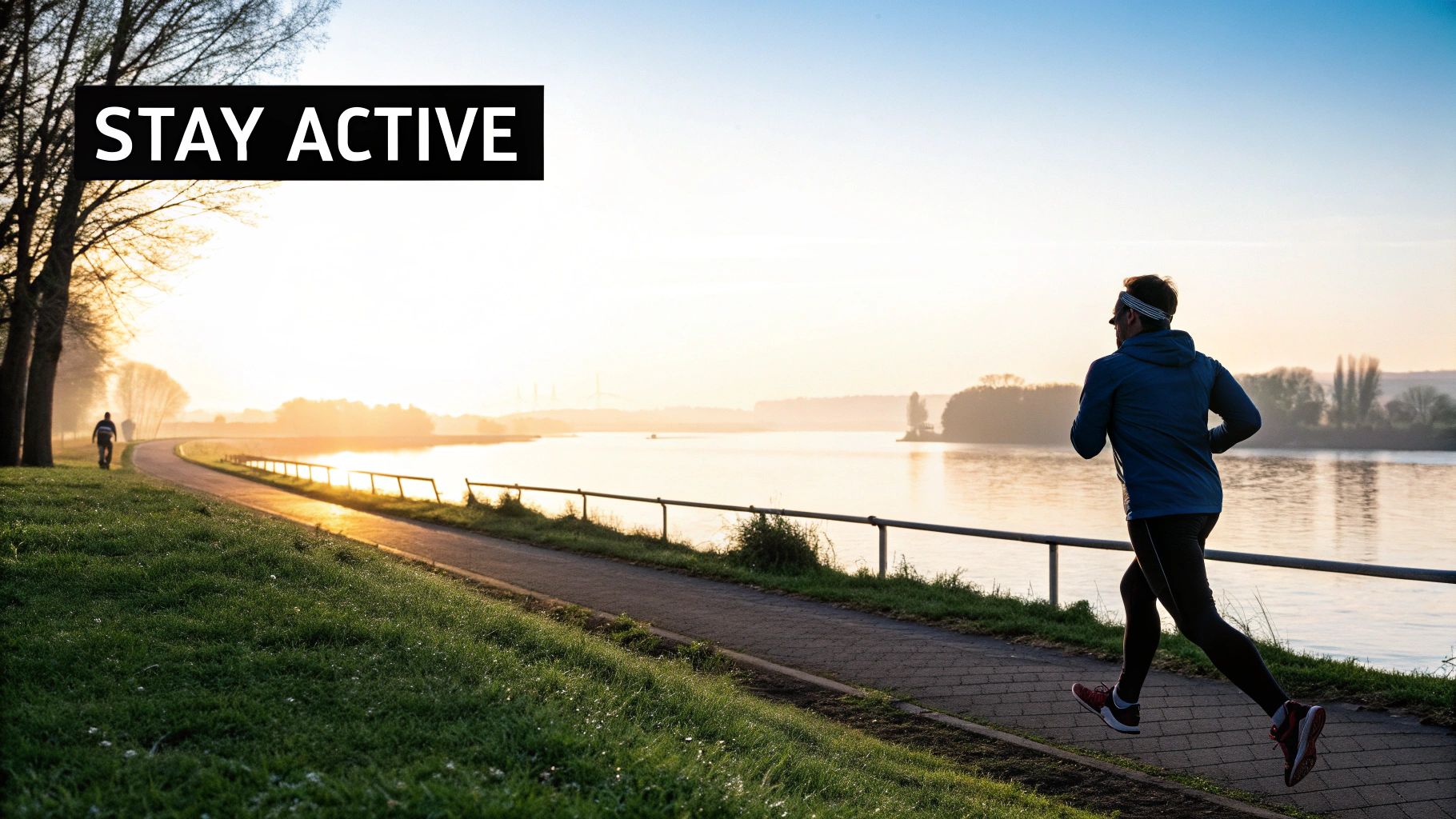 A person jogging outdoors, symbolizing the benefits of regular physical exercise for kidney health.